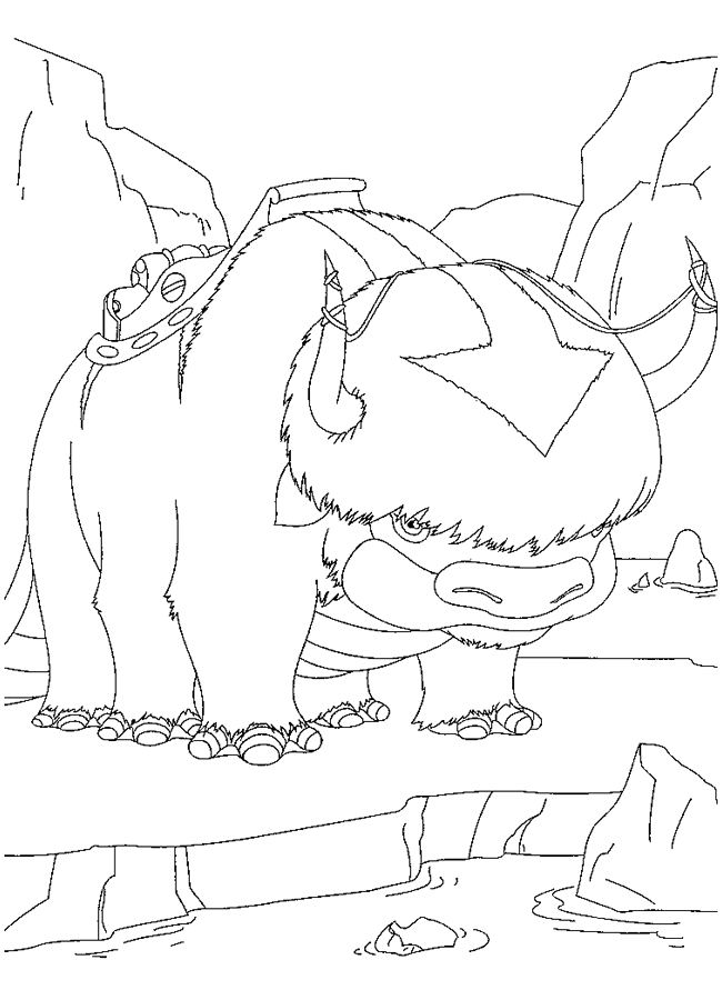coloriage appa le bison volant de aang l avatar